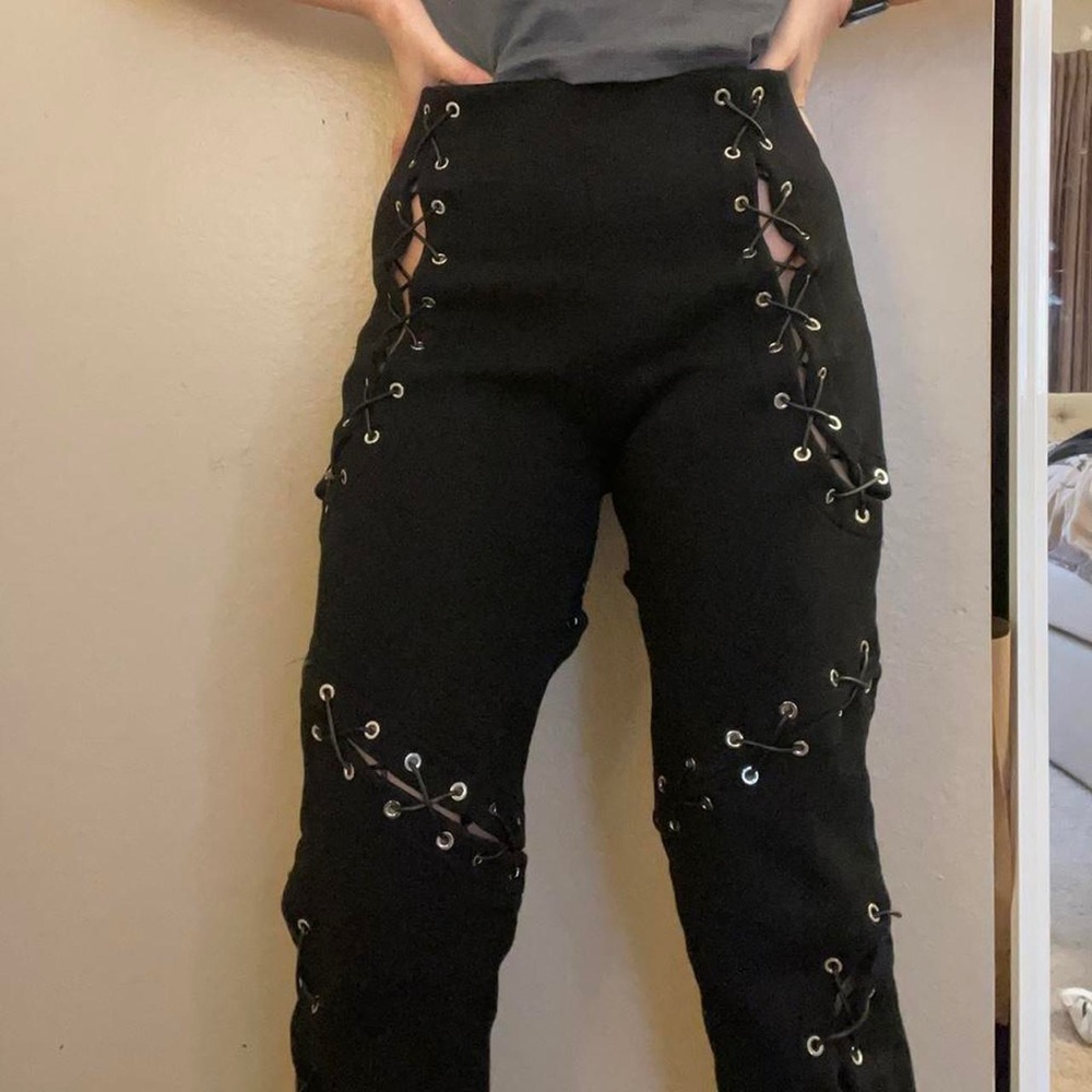 Black Lace-Up Sweat Joggers